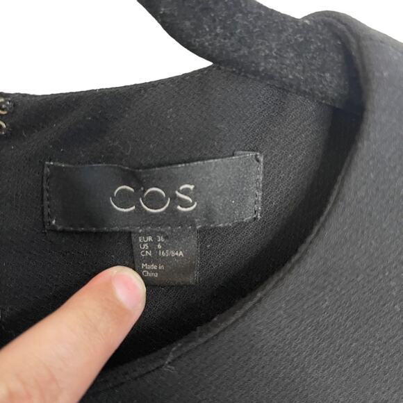 COS Navy and Black Wool Blend Long Sleeve Dress - Picture 4 of 7